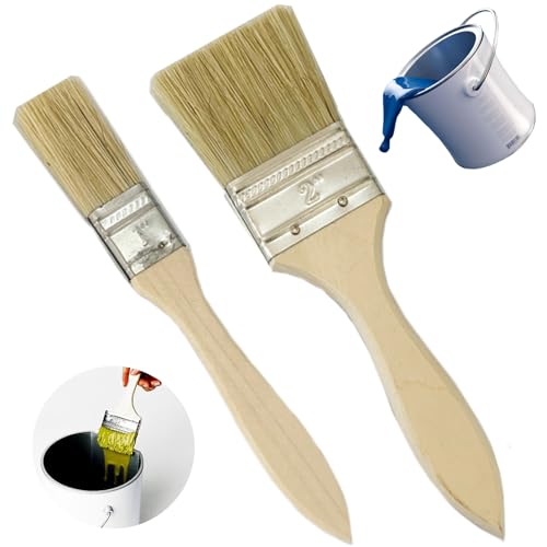 CALLYSONIC 2 Stück Malerpinsel, Pinsel Wandfarbe, Malerpinsel mit Holzgriff, Flächenpinsel, Holz Pinsel für Leim, Heizkörperpinsel, Kleber, geeignet zum Fechten, Dekorieren, Malen, 25mm, 50mm CALLYSONIC 2 Stück Malerpinsel, Pinsel Wandfarbe, Malerpinsel mit Holzgriff, Flächenpinsel, Holz Pinsel für Leim, Heizkörperpinsel, Kleber, geeignet zum Fechten, Dekorieren, Malen, 25mm, 50mm von CALLYSONIC