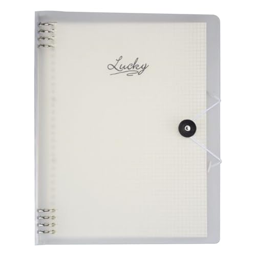 CALLYSONIC Notizbuch A4 mit 8 Ringen, Runder Ringordner Notizbücher mit Elastischer Verschluss, Karomuster Abnehmbares, a4 Notizbuch Liniert, Transparentem Cover, 120 Seiten, 245 * 310mm (weiß) von CALLYSONIC