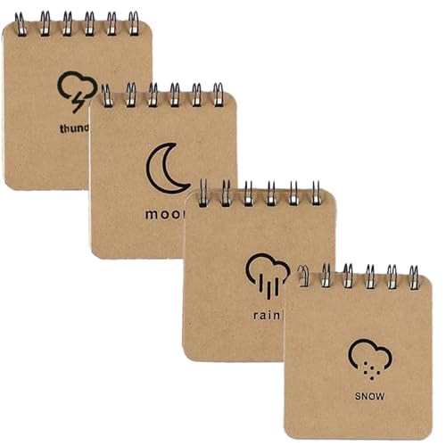 CALLYSONIC Spirale Notizblock, 4 Stück Notizbuch Blanko, Notizbuch 70 Seiten, Notepad, Kleiner Notizblock, Notizheft, Spiralbindung Notizblöcke, Spiral Notebook für Büro, Schule, Malen, Graffiti von CALLYSONIC