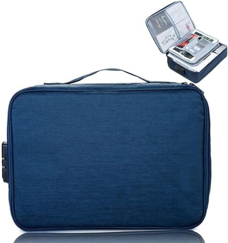 Dokumententasche mit Schloss, Dokumentenmappe mit 7 Fächern, Wasserdichtem Fächermappe, Kleine Reisetasche Herren Damen, Reisetaschen, Tragbare Aktentasche für Zuhause, Büro, Schließfach (b) von CALLYSONIC