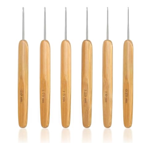 Häkelnadel Set 6 Stück, Häkelnadeln, Feine Häkelnadel, Tricken Nadeln Kit Haushalt Werkzeug (0.75mm、1.0mm、1.5mm、1.25mm、1.75mm、2.0mm) V von CALLYSONIC