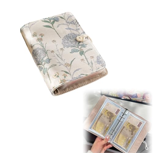 Kassenbuch, 130mm×182mm Budget Binder, Budget Planner Deutsch mit Satineinband, Geldklammer für Bargeld, Bankkarten, Geldscheine, 25 Blätter/50 Seiten (Gänseblümchen 1) von CALLYSONIC