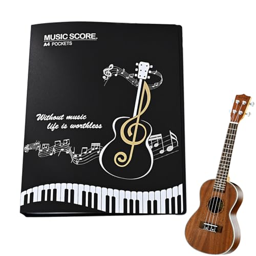 Mappe mit Klarsichthüllen A4, Notenmappe mit 40 Taschen, Chormappe Schwarz, Wasserdicht Kunststoff A4 Folienhüllen, Mappe für Notenblätter, Präsentationsmappe für Musikpartitur, Dokumente (Schwarz-N) Mappe mit Klarsichthüllen A4, Notenmappe mit 40 Taschen, Chormappe Schwarz, Wasserdicht Kunststoff A4 Folienhüllen, Mappe für Notenblätter, Präsentationsmappe für Musikpartitur, Dokumente (Schwarz-N) von CALLYSONIC