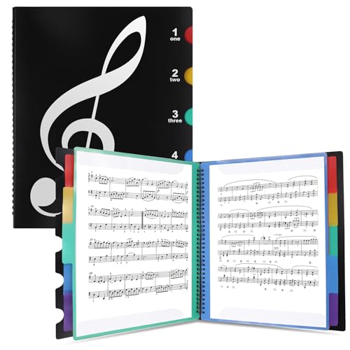 Notenmappe für Notenblätter A4, Chormappe Schwarz 40 Seiten/20 Fächer, Notenblätter Präsentationsmappe, Farbig Sammelmappe A4 mit Klarsichthüllen für Musikpartitur, File, Papier Filefolder (N) von CALLYSONIC