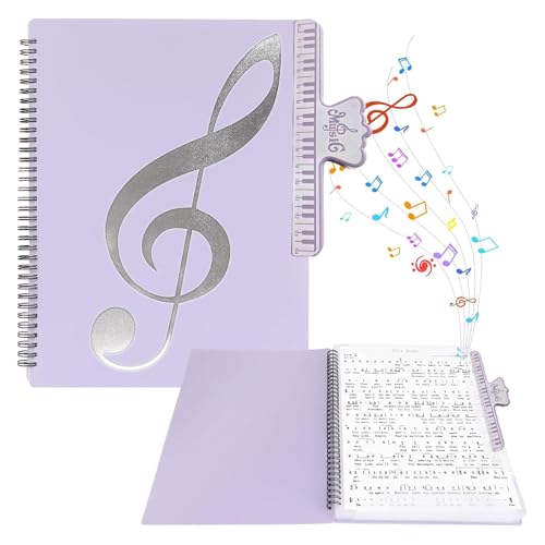Notenmappe für Notenblätter A4, Chormappe mit Notenheftklammern, Mappe mit 40 Tasche Klarsichthüllen A4, Präsentationsmappe Ringbuch, Sichtbuch mit Klarsichthüllen von CALLYSONIC