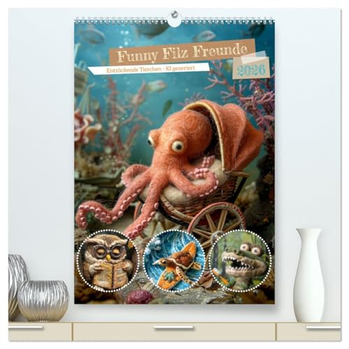 Funny Filz Freunde (hochwertiger Premium Wandkalender 2026 DIN A2 hoch), Kunstdruck in Hochglanz von CALVENDO