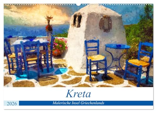 Kreta - Malerische Insel Griechenlands (Wandkalender 2026 DIN A2 quer), CALVENDO Monatskalender: Rundreise über die griechische Insel Kreta gemalt in Acrylfarben (CALVENDO Orte) von CALVENDO