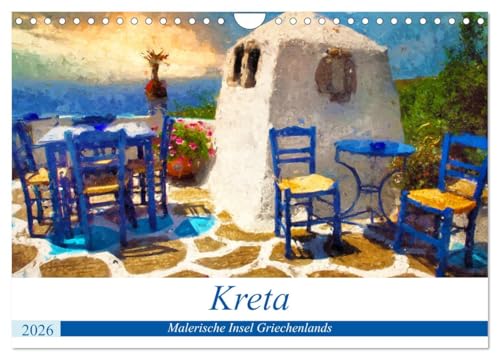 Kreta - Malerische Insel Griechenlands (Wandkalender 2026 DIN A4 quer), CALVENDO Monatskalender: Rundreise über die griechische Insel Kreta gemalt in Acrylfarben (CALVENDO Orte) von CALVENDO