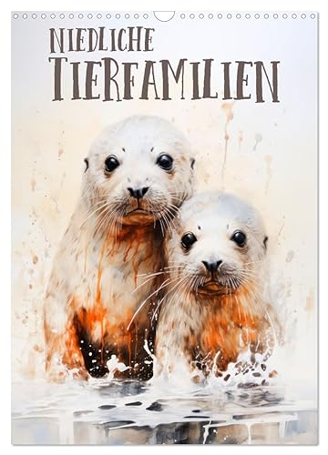 Niedliche Tierfamilien (Wandkalender 2026 DIN A3 hoch), CALVENDO Monatskalender: Süße Wildtiere in Acrylfarben (CALVENDO Tiere) von CALVENDO