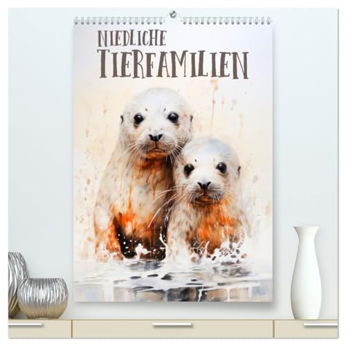 Niedliche Tierfamilien (hochwertiger Premium Wandkalender 2026 DIN A2 hoch), Kunstdruck in Hochglanz: Süße Wildtiere in Acrylfarben (CALVENDO Tiere) von CALVENDO