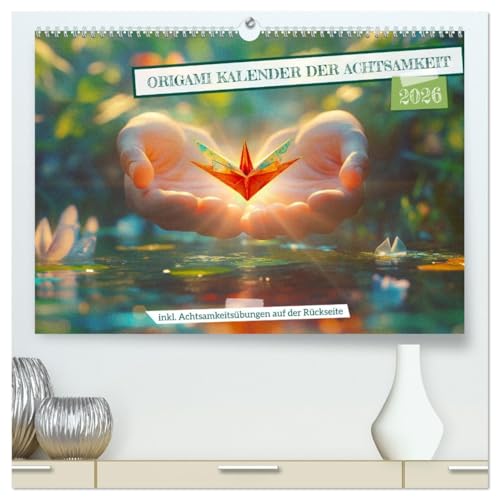 Origami Kalender der Achtsamkeit - Achtsamkeitskalender (hochwertiger Premium Wandkalender 2026 DIN A2 quer), Kunstdruck in Hochglanz von CALVENDO