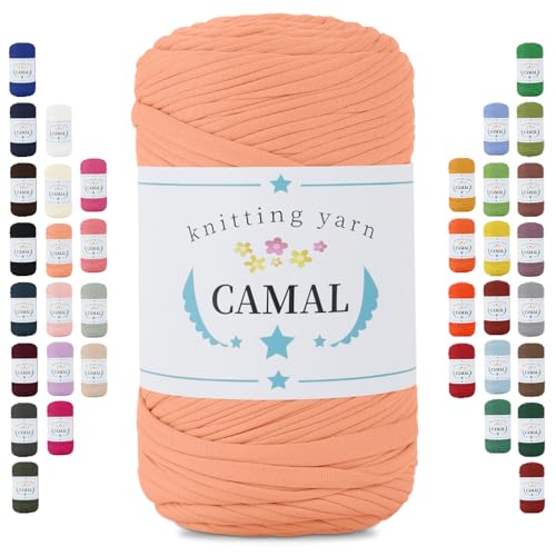 CAMAL 400g Tshirt Garn, Textilgarn zum Häkeln für Körbe 150m Dicke Bändchengarn zum Häkeln Taschen, Häkelgarn T Shirt Garn für Decken Wandbehang Heimdekoration (Hautrosa) von CAMAL