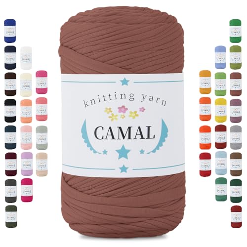 CAMAL 400g Tshirt Garn, Textilgarn zum Häkeln für Körbe 150m Dicke Bändchengarn zum Häkeln Taschen, Häkelgarn T Shirt Garn für Decken Wandbehang Heimdekoration (Tiefes Fleischrosa) von CAMAL