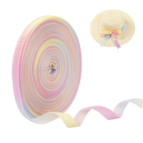 CAMAL Einseitiges Samtband 4,5m Regenbogen Satinband 10mm Breit Geschenkband Polyester Stoff Samtband für Hochzeitsdeko, Geschenkschleifen, Girlande, Haarschleifen von CAMAL
