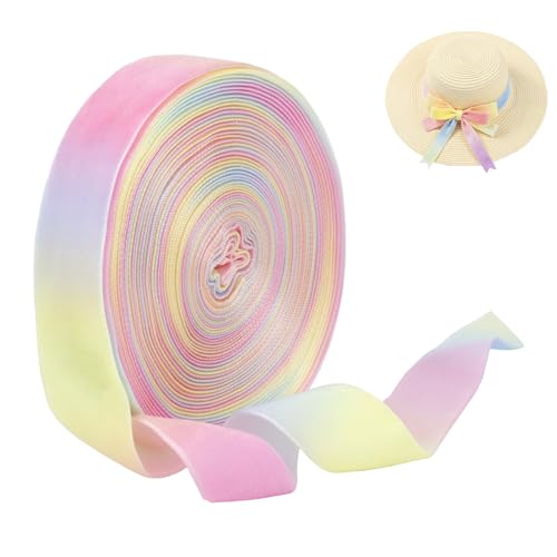 CAMAL Einseitiges Samtband 4,5m Regenbogen Satinband 25mm Breit Geschenkband Polyester Stoff Samtband für Hochzeitsdeko, Geschenkschleifen, Girlande, Haarschleifen von CAMAL
