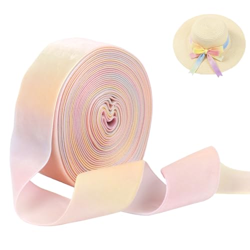CAMAL Einseitiges Samtband 4,5m Regenbogen Satinband 38mm Breit Geschenkband Polyester Stoff Samtband für Hochzeitsdeko, Geschenkschleifen, Girlande, Haarschleifen von CAMAL