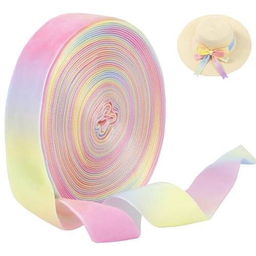 CAMAL Einseitiges Samtband 45m Regenbogen Satinband 25mm Breit Geschenkband Polyester Stoff Samtband für Hochzeitsdeko, Geschenkschleifen, Girlande, Haarschleifen CAMAL Einseitiges Samtband 45m Regenbogen Satinband 25mm Breit Geschenkband Polyester Stoff Samtband für Hochzeitsdeko, Geschenkschleifen, Girlande, Haarschleifen von CAMAL