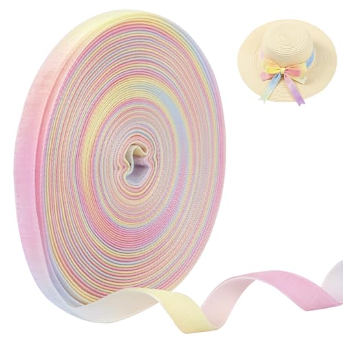 CAMAL Einseitiges Samtband 91m Regenbogen Satinband 10mm Breit Geschenkband Polyester Stoff Samtband für Hochzeitsdeko, Geschenkschleifen, Girlande, Haarschleifen CAMAL Einseitiges Samtband 91m Regenbogen Satinband 10mm Breit Geschenkband Polyester Stoff Samtband für Hochzeitsdeko, Geschenkschleifen, Girlande, Haarschleifen von CAMAL