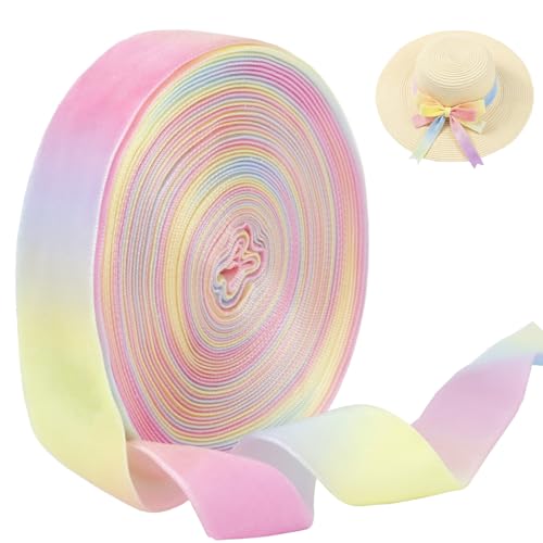 CAMAL Einseitiges Samtband 91m Regenbogen Satinband 25mm Breit Geschenkband Polyester Stoff Samtband für Hochzeitsdeko, Geschenkschleifen, Girlande, Haarschleifen CAMAL Einseitiges Samtband 91m Regenbogen Satinband 25mm Breit Geschenkband Polyester Stoff Samtband für Hochzeitsdeko, Geschenkschleifen, Girlande, Haarschleifen von CAMAL