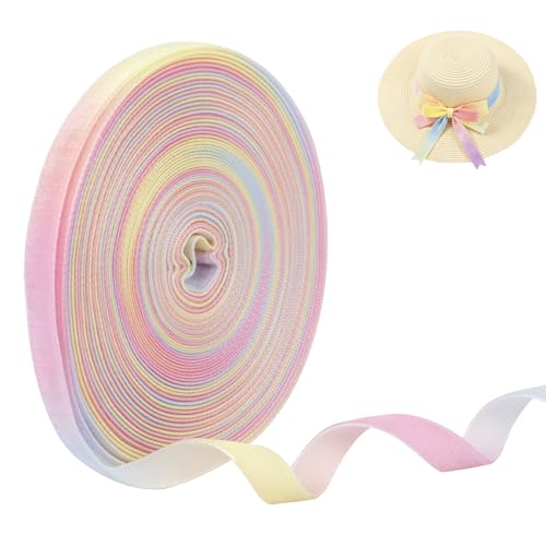 CAMAL Einseitiges Samtband 9m Regenbogen Satinband 10mm Breit Geschenkband Polyester Stoff Samtband für Hochzeitsdeko, Geschenkschleifen, Girlande, Haarschleifen von CAMAL