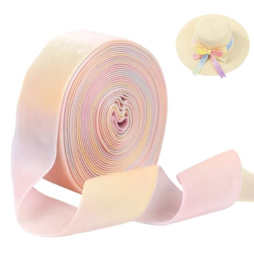 CAMAL Einseitiges Samtband 9m Regenbogen Satinband 38mm Breit Geschenkband Polyester Stoff Samtband für Hochzeitsdeko, Geschenkschleifen, Girlande, Haarschleifen von CAMAL
