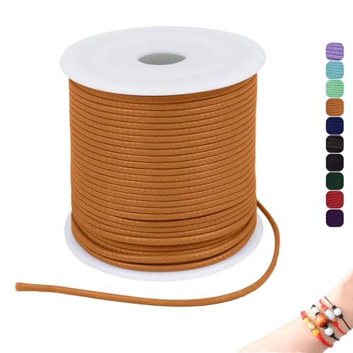 CAMAL Gewachste Nylonschnur 1,5mm Gewachstes Garn für Armbänder, 21m Gewachste Lederschnur 1,5mm Perlenschnur Schmuckband für DIY Handwerk, Makramee Halskette, Schmuck (Orange Gelb) von CAMAL