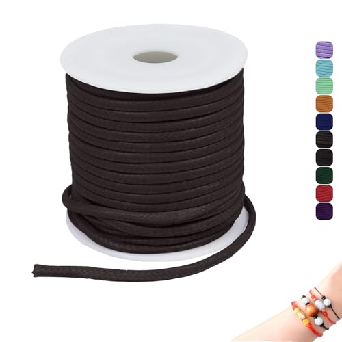 CAMAL Gewachste Nylonschnur 2,5mm Gewachstes Garn für Armbänder, 9m Gewachste Lederschnur 2,5mm Perlenschnur Schmuckband für DIY Handwerk, Makramee Halskette, Schmuck (Braun) von CAMAL