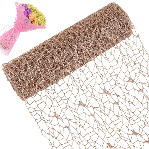 CAMAL Glitzerband Champagner Glitzer Tüll 25cm x 4,5m Luxus Dekoband, Glitzer Polyester Tüll Stoff für Kunsthandwerk, Glitzern Schleifenband Breit Ribbon für Blumensträuße, Kränze CAMAL Glitzerband Champagner Glitzer Tüll 25cm x 4,5m Luxus Dekoband, Glitzer Polyester Tüll Stoff für Kunsthandwerk, Glitzern Schleifenband Breit Ribbon für Blumensträuße, Kränze von CAMAL