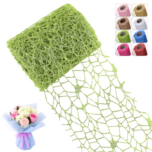 CAMAL Glitzerband Grün Glitzer Tüll 10cm x 4,5m Luxus Dekoband, Glitzer Polyester Tüll Stoff für Kunsthandwerk, Glitzern Schleifenband Breit Ribbon für Blumensträuße, Kränze CAMAL Glitzerband Grün Glitzer Tüll 10cm x 4,5m Luxus Dekoband, Glitzer Polyester Tüll Stoff für Kunsthandwerk, Glitzern Schleifenband Breit Ribbon für Blumensträuße, Kränze von CAMAL