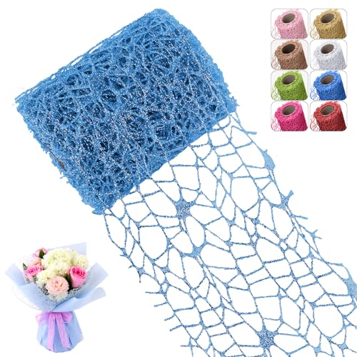 CAMAL Glitzerband Lackblau Glitzer Tüll 10cm x 4,5m Luxus Dekoband, Glitzer Polyester Tüll Stoff für Kunsthandwerk, Glitzern Schleifenband Breit Ribbon für Blumensträuße, Kränze CAMAL Glitzerband Lackblau Glitzer Tüll 10cm x 4,5m Luxus Dekoband, Glitzer Polyester Tüll Stoff für Kunsthandwerk, Glitzern Schleifenband Breit Ribbon für Blumensträuße, Kränze von CAMAL
