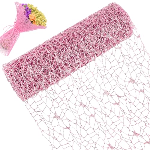 CAMAL Glitzerband Rosa Glitzer Tüll 25cm x 4,5m Luxus Dekoband, Glitzer Polyester Tüll Stoff für Kunsthandwerk, Glitzern Schleifenband Breit Ribbon für Blumensträuße, Kränze CAMAL Glitzerband Rosa Glitzer Tüll 25cm x 4,5m Luxus Dekoband, Glitzer Polyester Tüll Stoff für Kunsthandwerk, Glitzern Schleifenband Breit Ribbon für Blumensträuße, Kränze von CAMAL