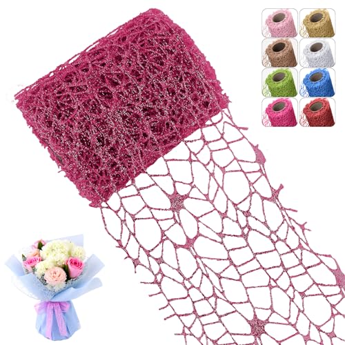 CAMAL Glitzerband Rosarot Glitzer Tüll 10cm x 4,5m Luxus Dekoband, Glitzer Polyester Tüll Stoff für Kunsthandwerk, Glitzern Schleifenband Breit Ribbon für Blumensträuße, Kränze CAMAL Glitzerband Rosarot Glitzer Tüll 10cm x 4,5m Luxus Dekoband, Glitzer Polyester Tüll Stoff für Kunsthandwerk, Glitzern Schleifenband Breit Ribbon für Blumensträuße, Kränze von CAMAL