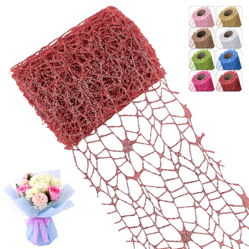 CAMAL Glitzerband Rot Glitzer Tüll 10cm x 4,5m Luxus Dekoband, Glitzer Polyester Tüll Stoff für Kunsthandwerk, Glitzern Schleifenband Breit Ribbon für Blumensträuße, Kränze CAMAL Glitzerband Rot Glitzer Tüll 10cm x 4,5m Luxus Dekoband, Glitzer Polyester Tüll Stoff für Kunsthandwerk, Glitzern Schleifenband Breit Ribbon für Blumensträuße, Kränze von CAMAL