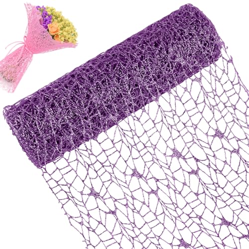CAMAL Glitzerband Violett Glitzer Tüll 25cm x 4,5m Luxus Dekoband, Glitzer Polyester Tüll Stoff für Kunsthandwerk, Glitzern Schleifenband Breit Ribbon für Blumensträuße, Kränze CAMAL Glitzerband Violett Glitzer Tüll 25cm x 4,5m Luxus Dekoband, Glitzer Polyester Tüll Stoff für Kunsthandwerk, Glitzern Schleifenband Breit Ribbon für Blumensträuße, Kränze von CAMAL