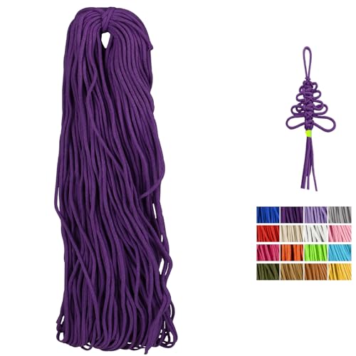 CAMAL Makramee Garn 3mm x 100m Makramee Baumwollgarn 3mm Dickes Baumwollseil Makramee Rope Garn für Basteln, Pflanzenaufhänger, Wandaufhänger, Außendekoration(Lila) von CAMAL