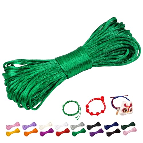 CAMAL Nylonschnur 1,5mm nylonfaden 20m Armband Schnur für Perlenschnur Nylon makramee Schnur für Chinesische Knüpfschnur, Windspielschnur, Kunsthandwerk (Grasgrün) von CAMAL