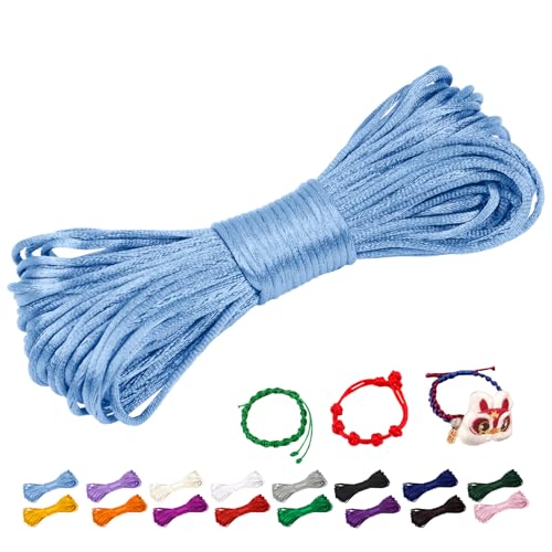 CAMAL Nylonschnur 1,5mm nylonfaden 20m Armband Schnur für Perlenschnur Nylon makramee Schnur für Chinesische Knüpfschnur, Windspielschnur, Kunsthandwerk (Hellblau) von CAMAL