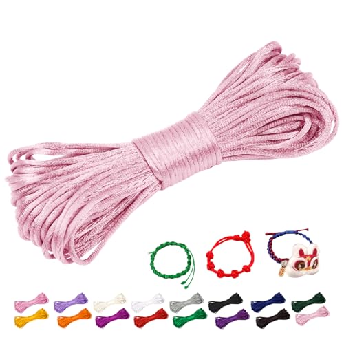 CAMAL Nylonschnur 1,5mm nylonfaden 20m Armband Schnur für Perlenschnur Nylon makramee Schnur für Chinesische Knüpfschnur, Windspielschnur, Kunsthandwerk (Rosa) von CAMAL