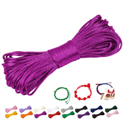 CAMAL Nylonschnur 1,5mm nylonfaden 20m Armband Schnur für Perlenschnur Nylon makramee Schnur für Chinesische Knüpfschnur, Windspielschnur, Kunsthandwerk (Rosenrot) von CAMAL