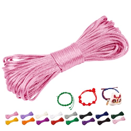 CAMAL Nylonschnur 1,5mm nylonfaden 20m Armband Schnur für Perlenschnur Nylon makramee Schnur für Chinesische Knüpfschnur, Windspielschnur, Kunsthandwerk (Tiefes Rosa) von CAMAL