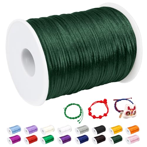 CAMAL Nylonschnur 2,5mm nylonfaden 100m Armband Schnur für Perlenschnur Nylon makramee Schnur für Chinesische Knüpfschnur, Windspielschnur, Kunsthandwerk (Dunkelgrün) von CAMAL