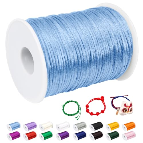 CAMAL Nylonschnur 2,5mm nylonfaden 100m Armband Schnur für Perlenschnur Nylon makramee Schnur für Chinesische Knüpfschnur, Windspielschnur, Kunsthandwerk (Hellblau) von CAMAL