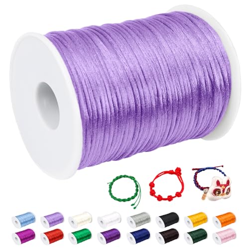 CAMAL Nylonschnur 2,5mm nylonfaden 100m Armband Schnur für Perlenschnur Nylon makramee Schnur für Chinesische Knüpfschnur, Windspielschnur, Kunsthandwerk (Hellviolett) von CAMAL