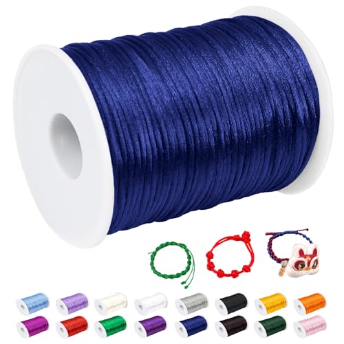 CAMAL Nylonschnur 2,5mm nylonfaden 100m Armband Schnur für Perlenschnur Nylon makramee Schnur für Chinesische Knüpfschnur, Windspielschnur, Kunsthandwerk (Königsblau) von CAMAL