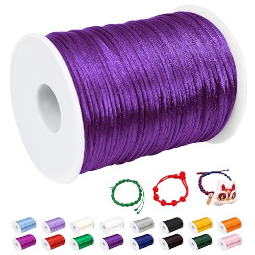 CAMAL Nylonschnur 2,5mm nylonfaden 100m Armband Schnur für Perlenschnur Nylon makramee Schnur für Chinesische Knüpfschnur, Windspielschnur, Kunsthandwerk (Lila) von CAMAL