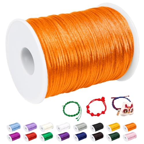 CAMAL Nylonschnur 2,5mm nylonfaden 100m Armband Schnur für Perlenschnur Nylon makramee Schnur für Chinesische Knüpfschnur, Windspielschnur, Kunsthandwerk (Orange Gelb) von CAMAL