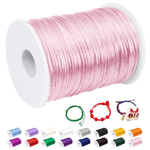 CAMAL Nylonschnur 2,5mm nylonfaden 100m Armband Schnur für Perlenschnur Nylon makramee Schnur für Chinesische Knüpfschnur, Windspielschnur, Kunsthandwerk (Rosa) von CAMAL