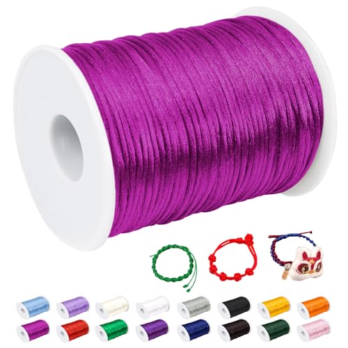 CAMAL Nylonschnur 2,5mm nylonfaden 100m Armband Schnur für Perlenschnur Nylon makramee Schnur für Chinesische Knüpfschnur, Windspielschnur, Kunsthandwerk (Rosenrot) von CAMAL