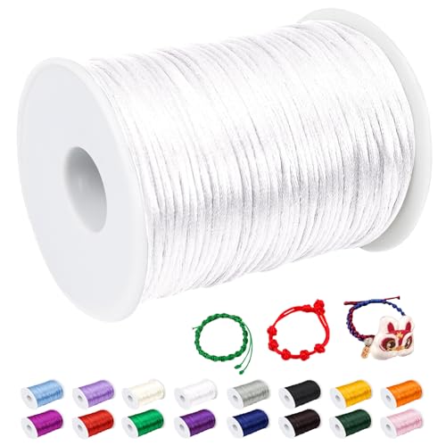 CAMAL Nylonschnur 2,5mm nylonfaden 100m Armband Schnur für Perlenschnur Nylon makramee Schnur für Chinesische Knüpfschnur, Windspielschnur, Kunsthandwerk (Weiß) von CAMAL