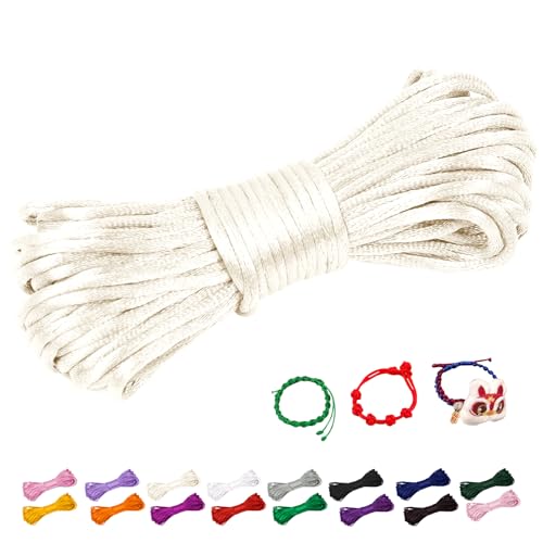 CAMAL Nylonschnur 2,5mm nylonfaden 10m Armband Schnur für Perlenschnur Nylon makramee Schnur für Chinesische Knüpfschnur, Windspielschnur, Kunsthandwerk (Beige) von CAMAL